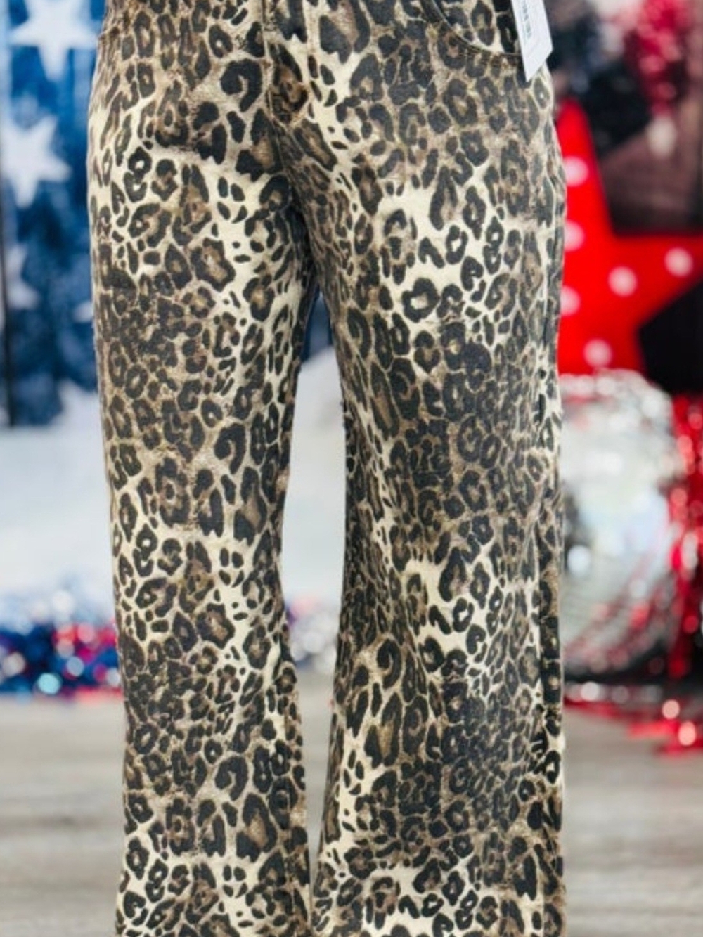 Leopard Print Wide-Leg Pants - Brown & Black Size Medium